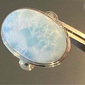 Elegant Sterling Silver and Blue Larimar Stone Ring Size 8